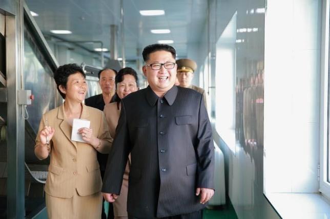 North Korean leader Kim Jong Un gives field guidance to the newly built Ryugyong Kimchi Factory in this undated photo released by North Korea's Korean Central News Agency (KCNA) on June 10, 2016.