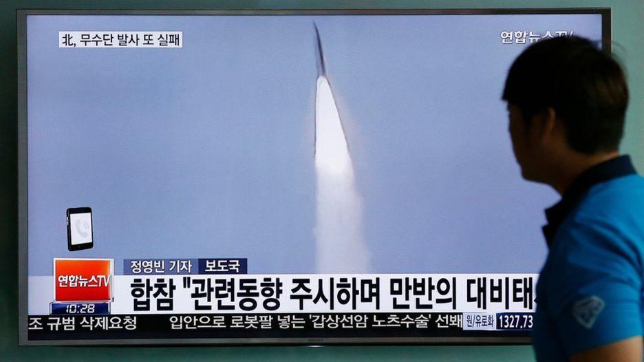test 'fails' 1 hour ago From the section Asia Image copyright AP Image caption North Korea has conducted a series of missile launches in recent months North Korea has test-fired a ballistic missile