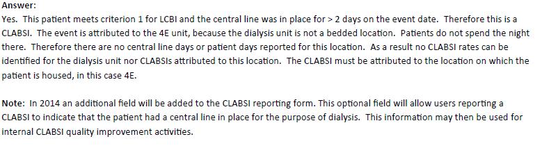 CLABSI Reporting in