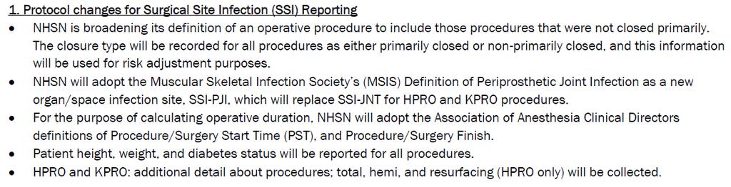 NHSN SSI Reporting