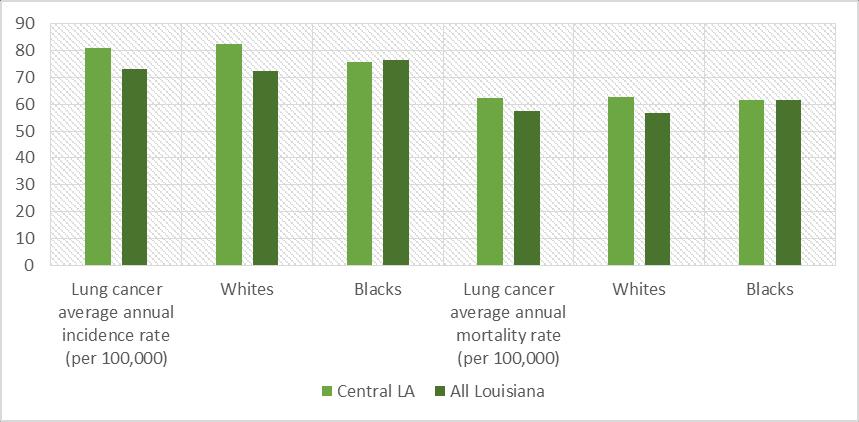 The Louisiana Tumor Registry collects information from the entire state on the incidence of cancer. The top four cancers commonly reported include: lung, breast, colorectal, and prostate cancer.