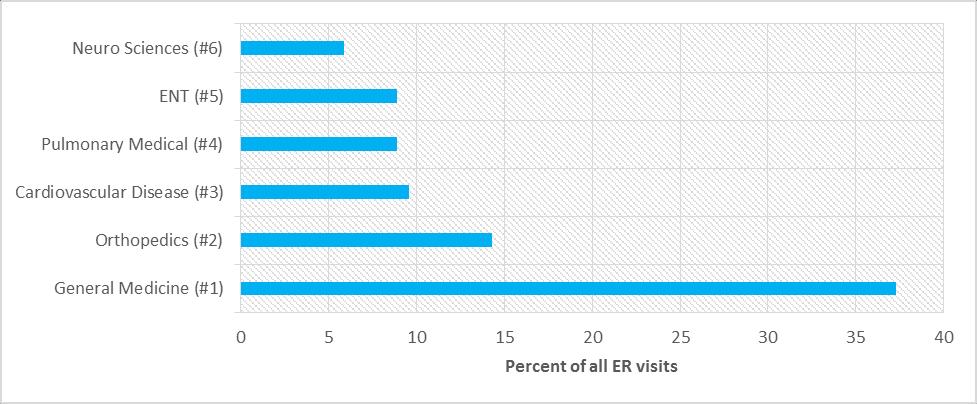 Figure 23: Top causes of emergency room visits (Coushatta & Cabrini Hospital admissions data 2013-2014) Several interview respondents discussed how many individuals possibly due to economic concerns