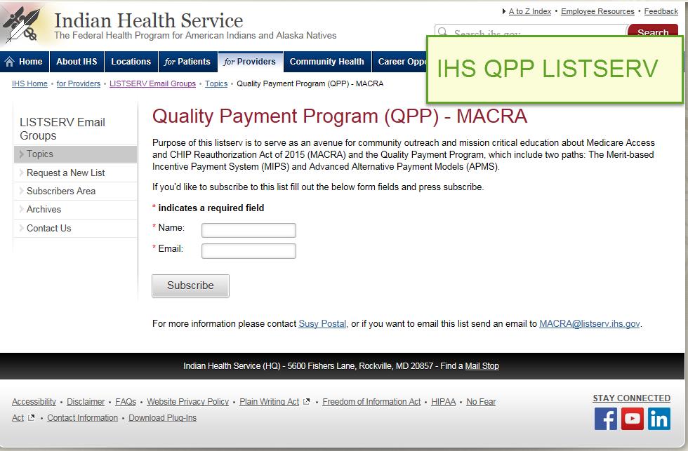 IHS QPP - MACRA Resources IHS Website: https://www.ihs.