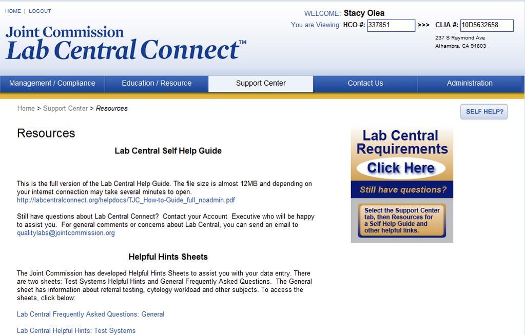 Lab Central Support