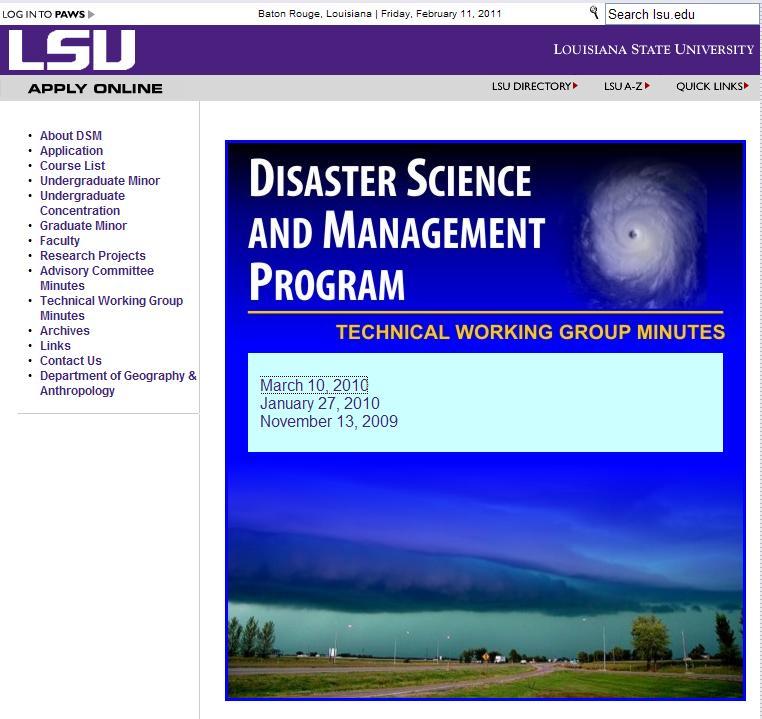 LSU Multi-Hazard Plan Website