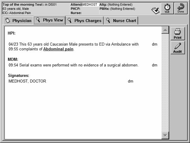 Rounding Physician style Serial Exams 45 Rounding Physician style Discharge: Summary of diagnostics/treatment Estimated