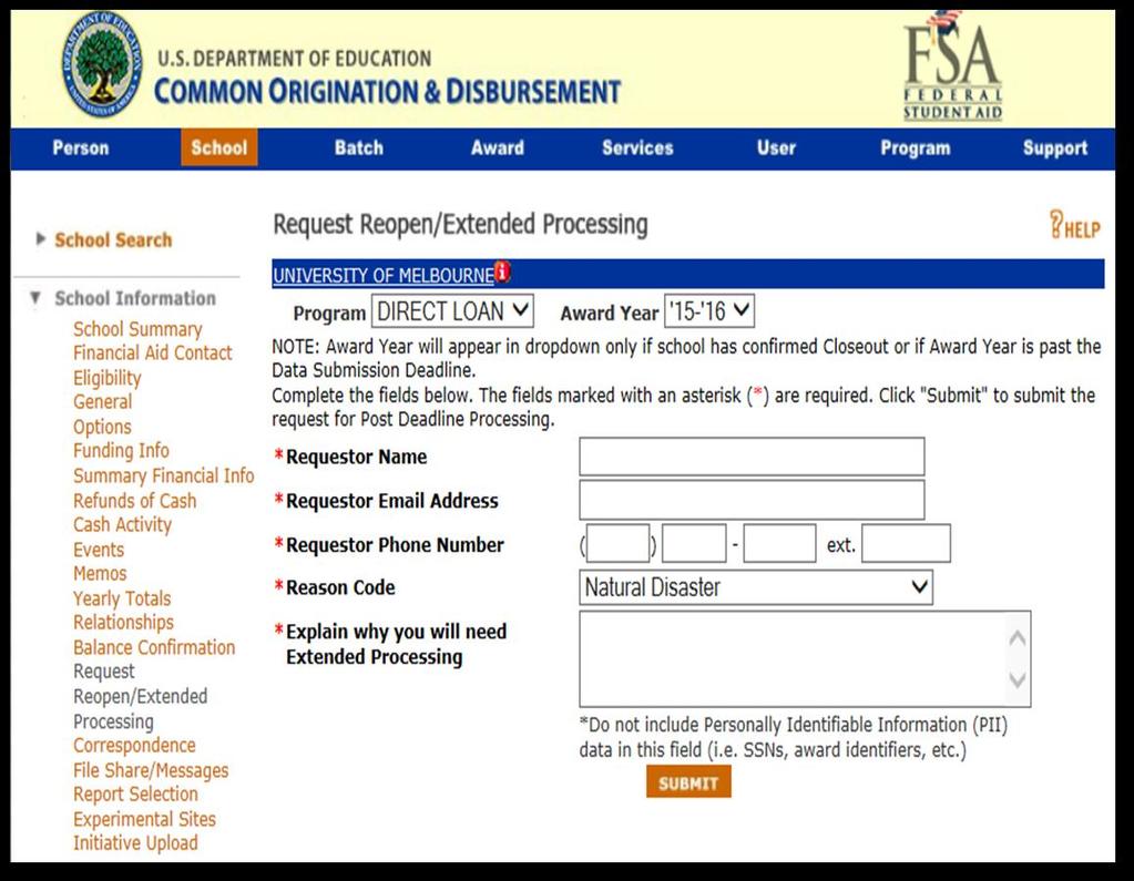 Any change to Disbursement data for 2015-2016 and prior, once the data submission deadline