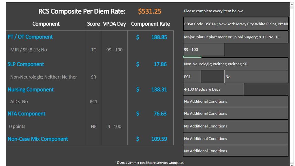 Simplified examples using 2017 NYC rates RCS rate simulator