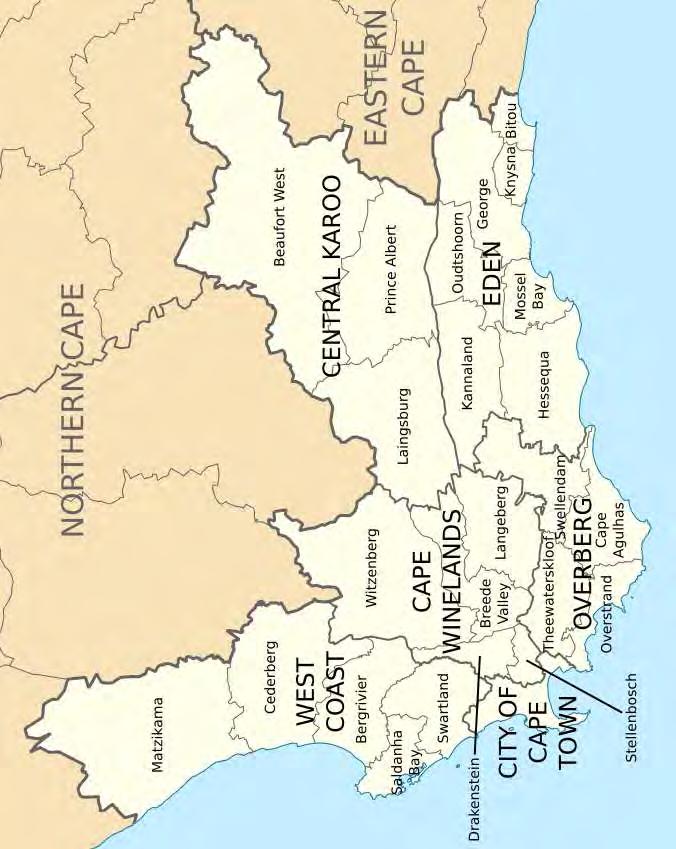 Appendix A: Map of health districts/sub-districts in the Western Cape Province (Reproduced