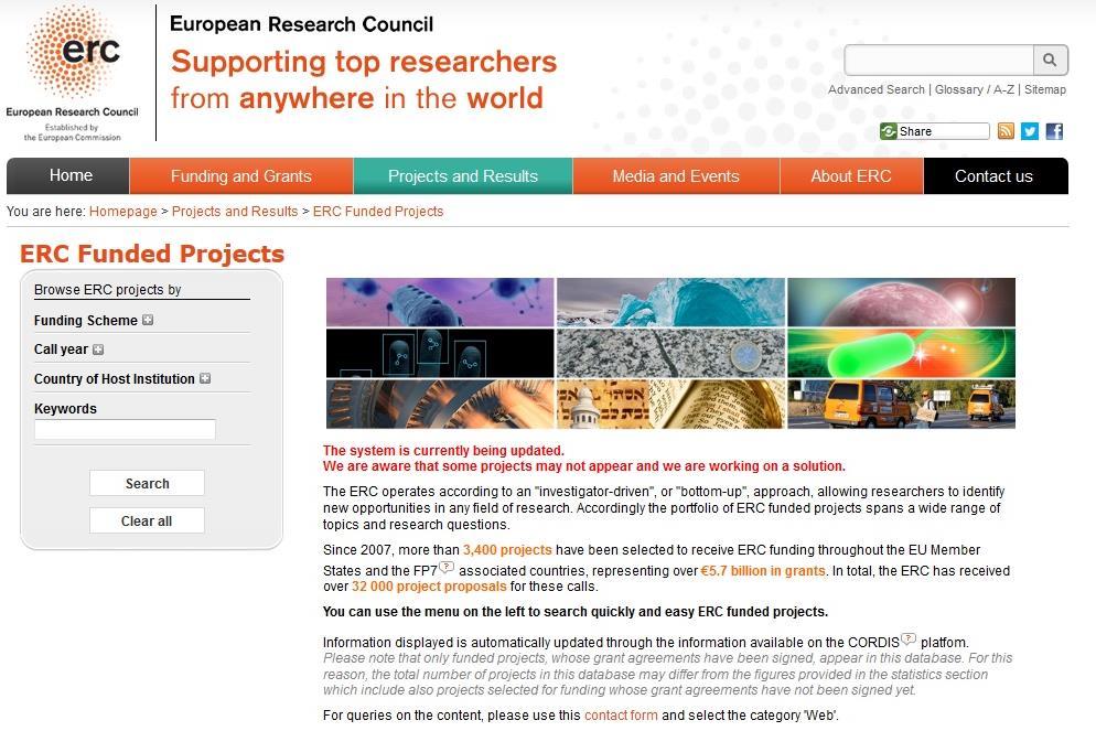 Preparing an application Check the already Funded Projects http://erc.europa.