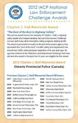 Clayton Hall Award Recognizes the best overall traffic safety program from NLEC