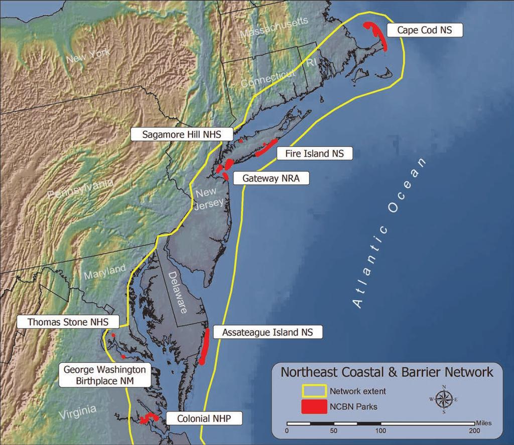 Figure 2. National Park Service units comprising the Northeast Coastal and Barrier Network.