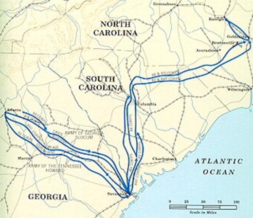 Atlanta to Savannah Burned cities and destroyed farms along the way