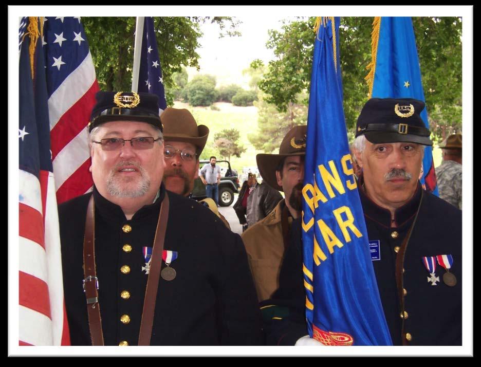 Left: Paul Lavrischeff & Tad Campbell represent Spanish- American War Veterans.