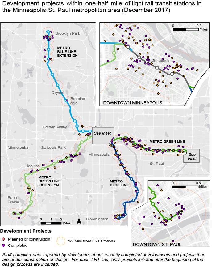 Nearly $8.4B in Development Along LRT $2.8B near 5 Blue and Green Line shared stations in downtown Minneapolis. $2.9B along Green Line between West Bank and Downtown St.