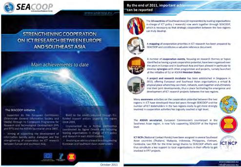 Page 15 of 34 To promote SEACOOP project main achievements, an updated version of the SEACOOP main outcomes flyer has been created and printed specifically for the 6 th