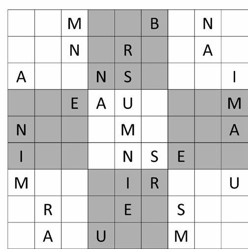 DIRECTIONS: Fill in each of the blank squares with a letter from the word SUBMARINE.
