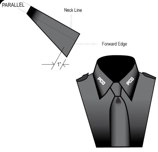 Emblems, Insignia And Breast Bars 204-16 APPENDIX B [IO #25 S-15] Uniform Shirt Center command designation on collar points one inch from forward edge of collar and affix parallel to neckline.