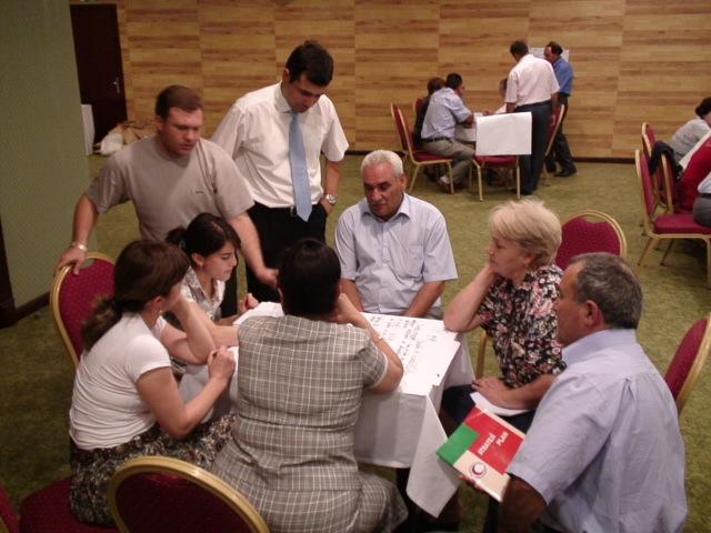 During the workshop, the participants were divided into two groups and presented with the scenario; an earthquake had hit Yerevan, capital of Armenia.