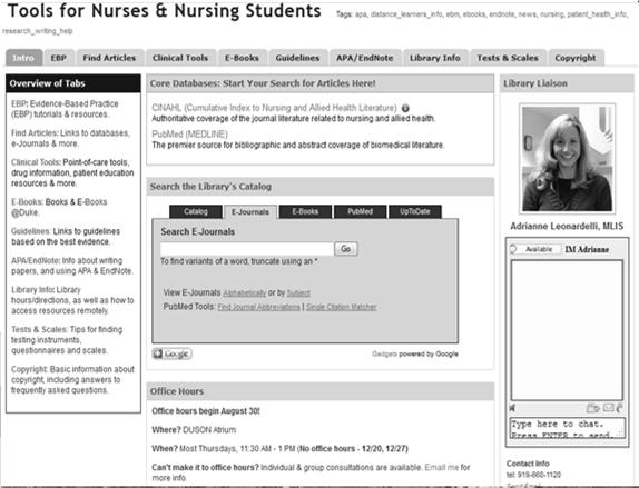 Tools for Nurses & Nursing Students Bookmark it! guides.mclibrary.duke.edu/nursing Use the tabs to navigate the guide. The Overview of Tabs explains the contents of each tab.