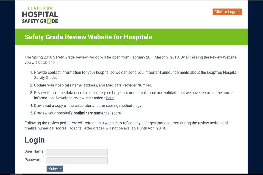 18 Secure Website for Hospitals to Review their Safety
