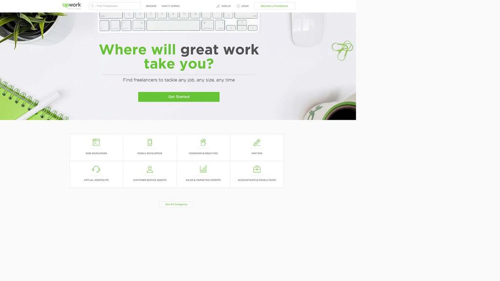 CHEAP AND CHEERFUL UPWORK Access Freelancers from all over the world for as little as $3 The software helps you find a matched Freelancer Can also