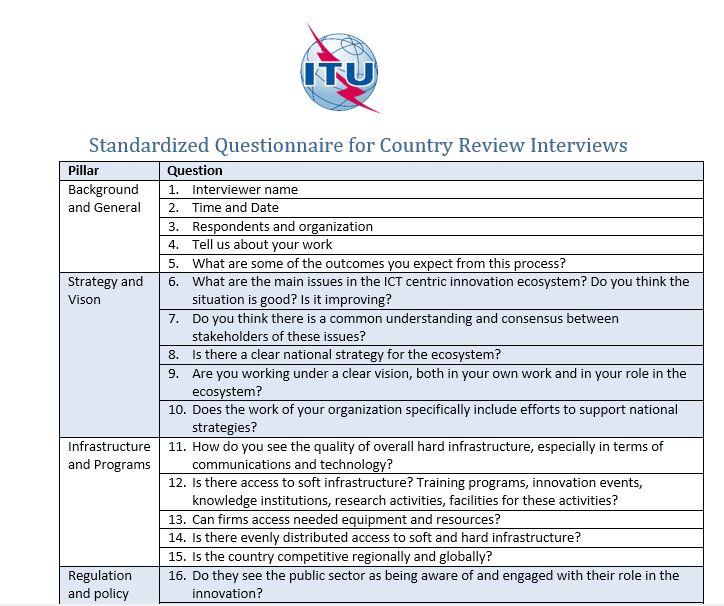interviewer has the latitude to direct the flow of dialogue and expand where necessary. See Figure 18 below to view a portion of the questionnaire.