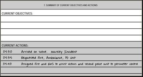 Step 7: Enter the strategy and tactics used on the incident and note any specific problem areas.