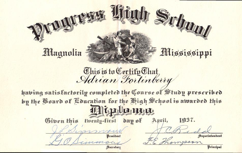 Adrian graduated from high school April 21, 1937. Today, having a school year ending in April would seem somewhat strange, but such was not the case in rural farming areas of the time.