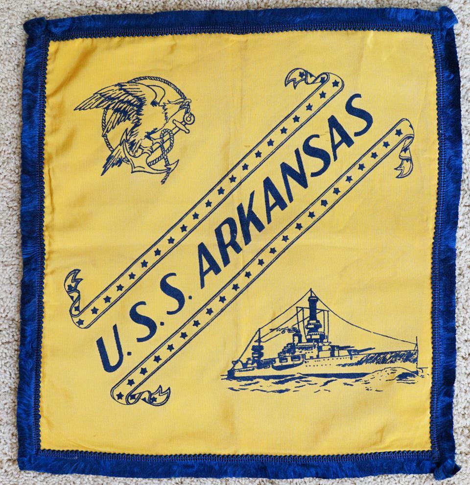 Adrian collected these two pillow covers while on the USS Arkansas.