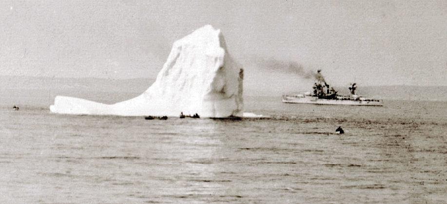 On the back of this picture, Adrian wrote Iceberg off shore, Halifax, N.S. taken from USS Arkansas June 1939. Evidently, icebergs are fairly rare around Nova Scotia, especially in June.