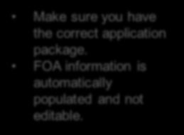 FOA information is automatically populated and not editable.