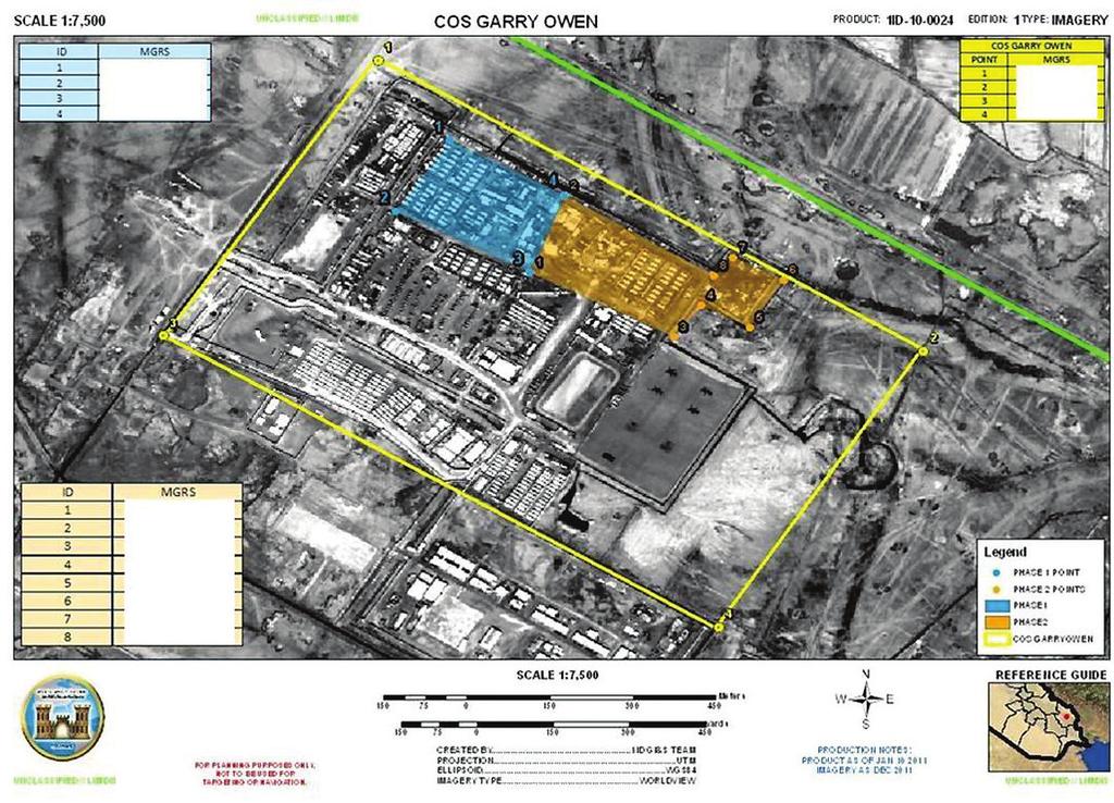 Figure 4 - COS Garry Owen phased transition site map. funded contracts including Logistics Civil Augmentation Program for basic life support services or facility repairs.