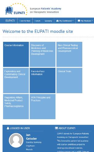 The EUPATI e-learning platform is