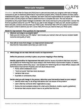 PDSA Cycle Template 85 Guidance for