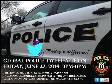 On June 27, 2014, we joined law enforcement agencies across the world in the third worldwide police Tweet-a-Thon (#poltwt).