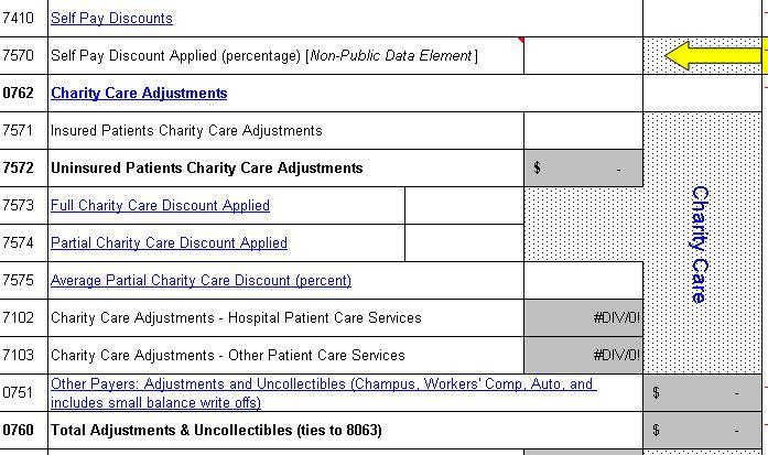 Self Pay and Charity Care Remember that only Uninsured Patients Charity Care needs to be broken out into Full and Partial Charity Care (accounts 7573 and 7574, respectively), not the
