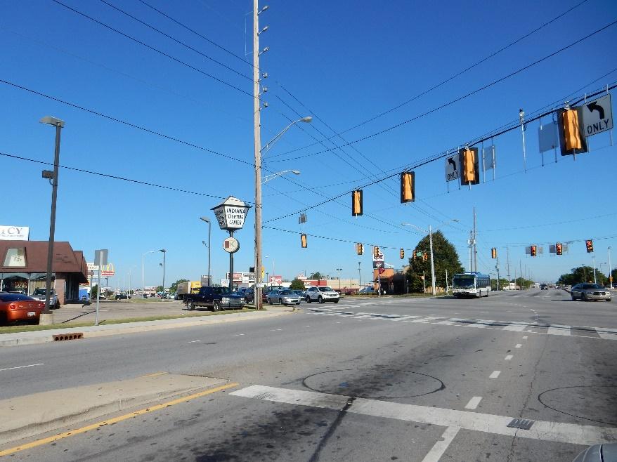 38th Street and portions of Lafayette Road have three lanes in either direction. Pike Plaza Road, Georgetown Road, and portions of Moller Road have two lanes in either direction.