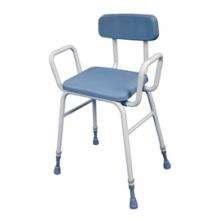 REFERENCE NUMBER KIT 084 PERCHING STOOL Fitted with padded seat Adjustable Height at front: 510-660mm Height at rear: 530-670mm Seat Pad: 360 x 270 mm 140kg (22st) To enable a client to be seated for