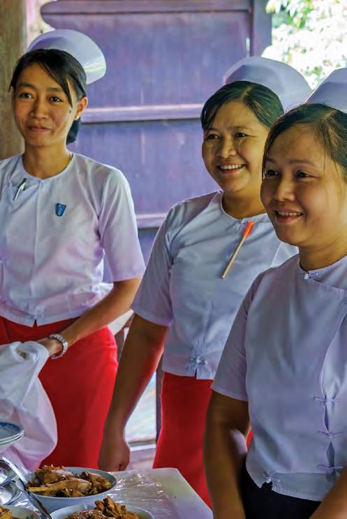 Extending healthcare and building more hospitals outside the main urban centres are priorities; RIGHT: Trained nurses and medical staff are in increasing demand.