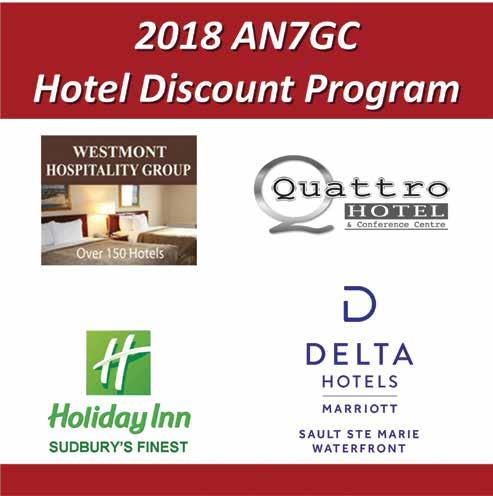 SPRING 2018 Anishinabek News Page 7 Save travel money with the AN7GC s Hotel Discount Program The Anishinabek Nation 7th Generation Charity (AN7GC) is fortunate to have partnerships with several