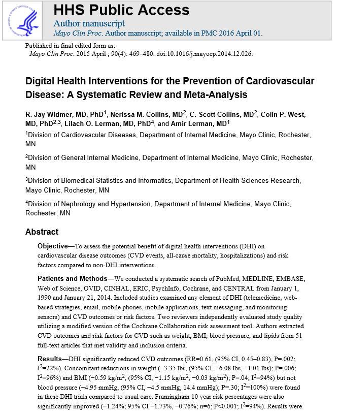 Systematic Review & Meta-analysis DHI significantly reduced CVD outcomes.