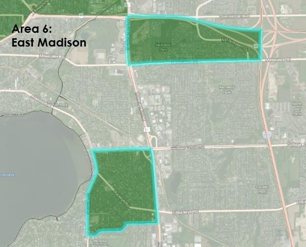 Area 5: East Madison Proposed Census Tracts: Census Tracts Med HH Income % Unemp for those >=16 % People in Poverty 002800 57,229 10.4% 10.5% 003002 41,981 5.5% 19.