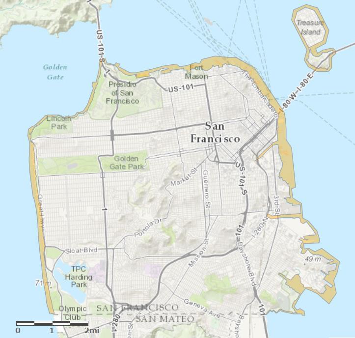 Level 2 Evacuation Maps City View San Francisco Tsunami Evacuation Level 2 Method of Preparation: This map was created by Cal OES, CGS, and NOAA by combining digital elevation models for the City and