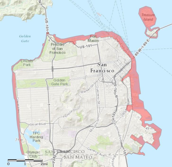Level 3 Evacuation Maps City View Method of Preparation: This map was created by Cal OES, CGS, and NOAA by combining digital elevation models for the City and County of San Francisco with worst-case