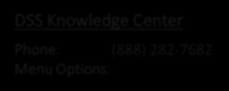 DSS Knowledge Center Phone: (888) 282-7682 Menu Options: 1 System Access Issues 1. e-qip & Golden Questions 2. ISFD, OBMS, NCAISS 3.