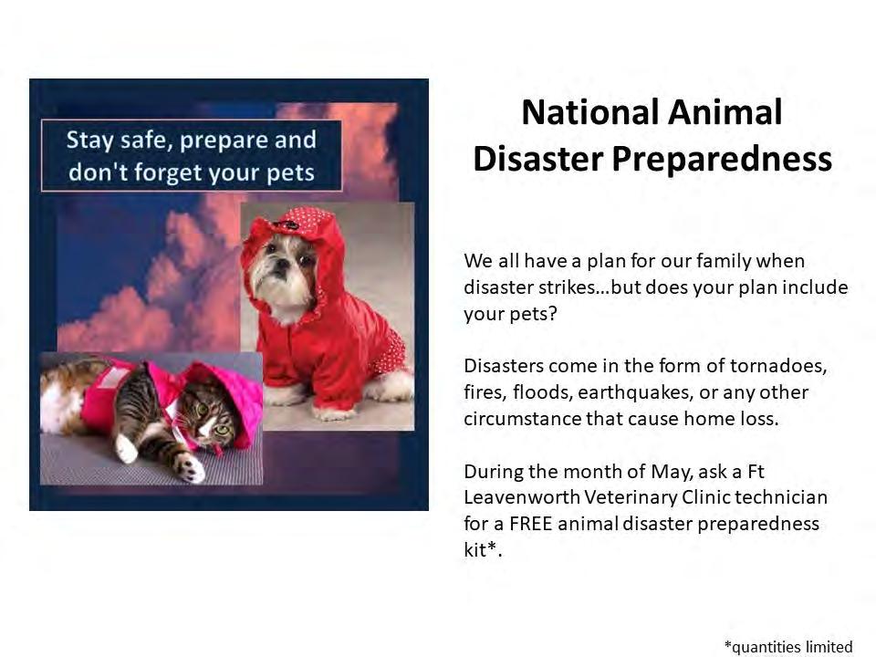 Fort Leavenworth Veterinary Treatment Facility Mark your Calendars!