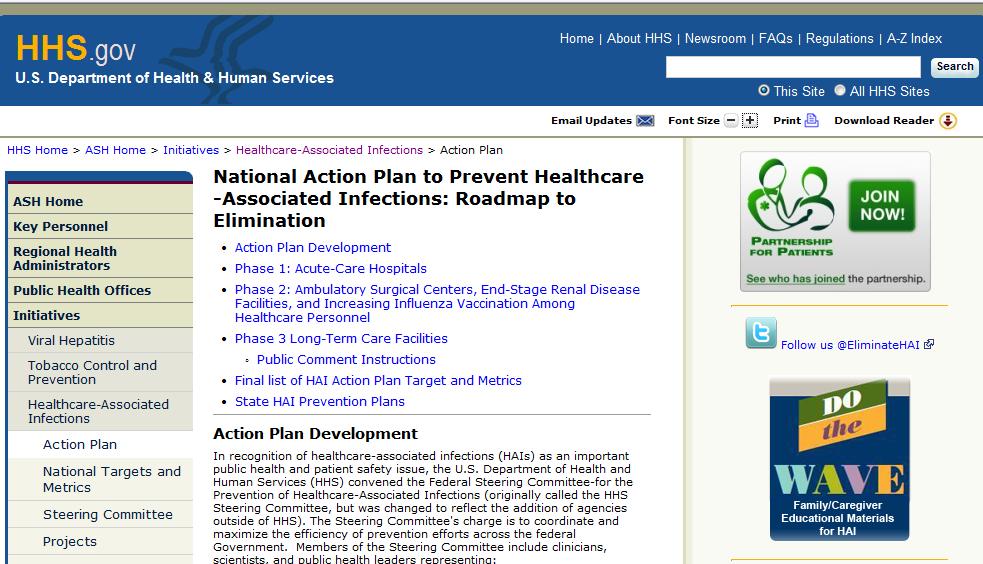 HHS National Action Plan The Department of Health and Human Services developed a national plan to address infections in LTCFs Priority goals include