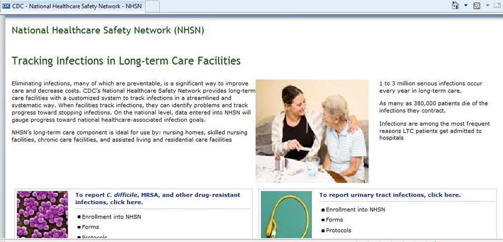 NHSN Long-term care facility component NHSN reporting option specifically for LTCFs