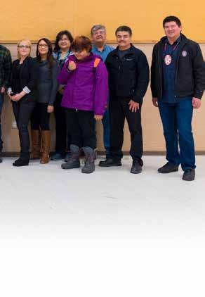 Jason Smallboy, Nishnawbe Aski Nation Deputy Grand Chief (far right), spoke with youth participating in the Walking in Two Worlds Health Sciences Camp and encouraged them to consider a career in